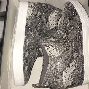Snake skin sneaker wedges